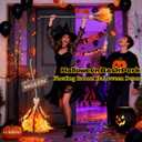 Halloween Witches Decor, Witches Broom Halloween Decor, Animated Floating Broomstick for Spooky Sounds, Haunted Party Decorations, Light-up Dancing Magic Witch Broom Porch Decor