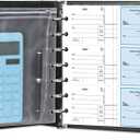 7 Ring Business Check Book Binder, 600 Checks Capacity for 9" x 13" Sheets, PU Leather Checkbook Holder with Zip Pouch [Dark Blue]