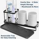 Matani Black Toothbrush Holder for Bathroom Sink, Countertop Organizer with High Toothpaste Holder, Rustproof 304 Stainless Steel, Bathroom Countertop Storage & Essentials (Black Model 2)