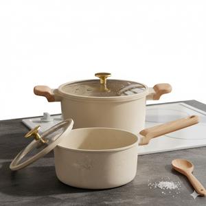 CAROTE 1.6Qt & 3.0Qt Sauce Pan Sets with Lid Ceramic Nonstick Pot Set Non Toxic Saucepan with Stay-cool Handle Small Kitchen Cooking Pots, Easy to Clean, Induction Comptable, PFOA FREE