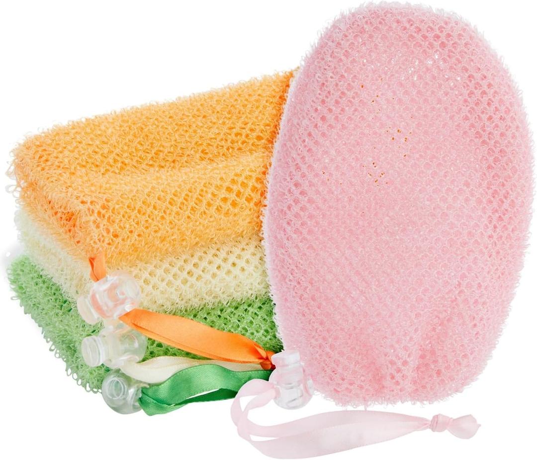 Juvale Mesh Bar Soap Pouch - Exfoliating Mesh Soap Bag - Flexible Drawstring Holder - Portable Travel Case - 3 Count, 3.5 x 6 in, Pink/Orange/White/Green