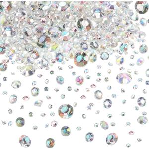 Hicarer 4000 Pieces Diamonds Crystals Acrylic Gems Wedding Table Scattering Gemstones Christmas Party Decorations Bridal Shower Masquerade Vase Fillers(Crystal AB,3 mm, 6 mm and 10 mm)
