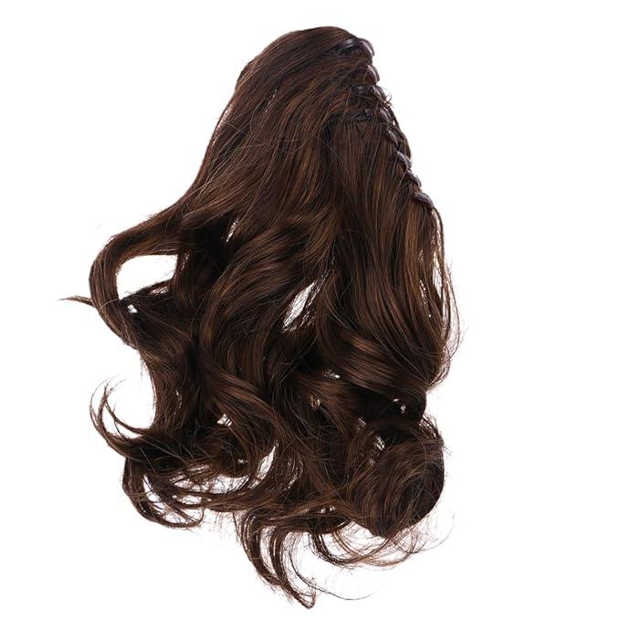 PartyKindom Curly Synthetic Hair Wig Jaws Clamp Ponytail Extension for Women Girls Light Brown Clip Hairpiece for Daily Wear Costumes Parties and More