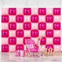 NISOCY 48PCS Hot Magenta Pink Square Foil Balloons Wall Backdrop Double Sided Metallic Pink Balloons Arch Kit for Anniversary Bachelorette Birthday Engagement Bridal Baby Shower Party Decorations