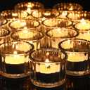 Mumufy 100 Pcs Glass Tealight Candle Holder Ribbed Votive Candle Holder for Centerpiece Wedding Proposal Spa Aromatherapy Meditation Home Decor (Clear)