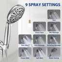 High Pressure 10 Setting Handheld Shower Head, 5" Detachable Showerhead Spray Built-in Power Wash to Clean Tub, Tile & Pets, 79" Extra Long Stainless Steel Hose, Adjustable Bracket - Chrome