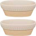 Sondiko Oval Sourdough Proofing Basket 2 Pack, Handmade Sourdough Bread Baking Supplies, Banneton Bread Proofing Basket with Proofing Cloth Liner for Sourdough Bread, Baking