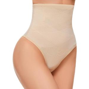 SIMIYA Thong Shapewear Tummy Control for Women High Waisted Stay-Put Body Shaper Girdle Compression Shapewear Thong, Small