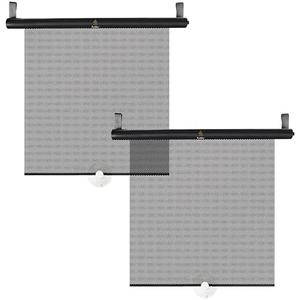 EcoNour Car Window Shades for Baby (2 Pack) | Retractable Shade for Car Side Window | Window Sun Shades with Suction Cups | Large Clips for Durability | Baby Travel Accessories (14" x 18")