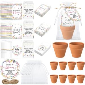 Baby Shower Party Favors Baby in Bloom Envelopes Seed Packets Include 24 Mini Terracotta Pots Seed Packets 24 Self Adhesive Envelopes Thank You Tags Gifts for Party(Wildflower)