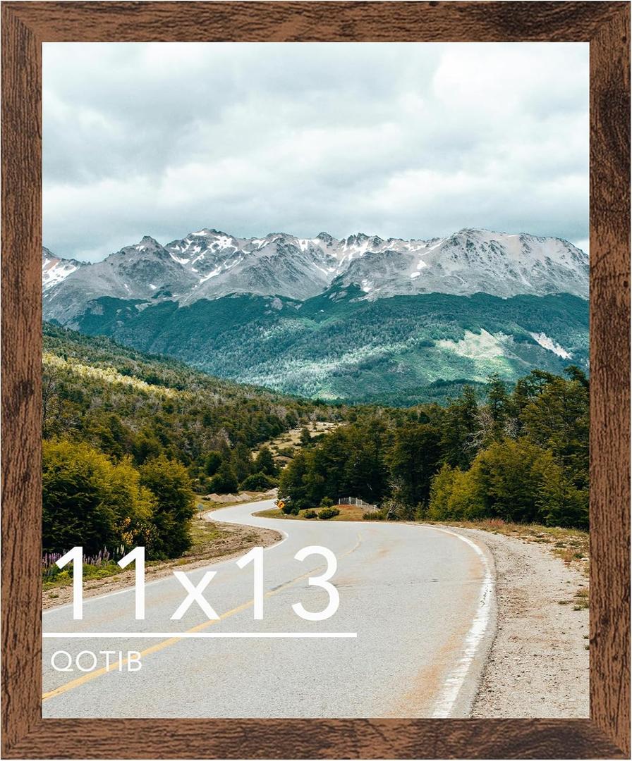 11x13 Picture Frame Deep Brown for Wall Hanging, Wood 11 x 13 Frame Photo Frame for Wall Horizontally or Vertically, Deep Brown, 1 Pack
