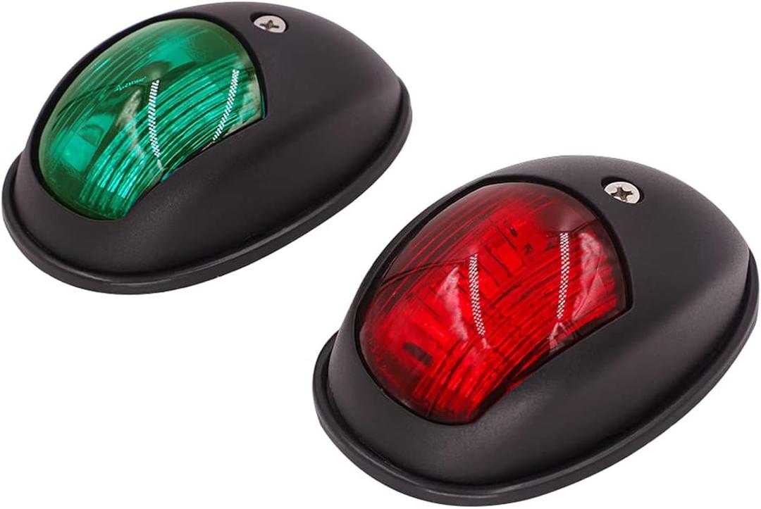 Obcursco Boat Navigation Lights, LED Red and Green Vertical Mount for Bow and Stern, IP67 Waterproof Marine Lights for Pontoon, Bass, and Jon Boats (Black)