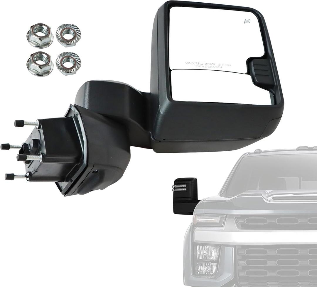 SecosAutoparts Towing Mirror Assembly Right Passenger Side Compatible with Chevrolet Silverado, Fit for GMC Sierra 2500HD 3500HD 2019-2025 w/Signal Light, Power&Heated Glass, 8Pin# 84944539 84944540