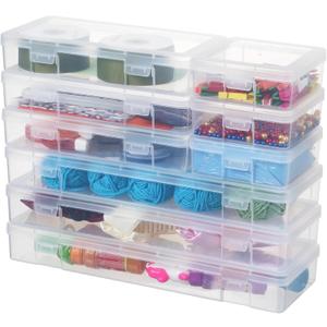 Plastic Hobby Art Craft Organizer,Arts & Crafts Storage Boxes & Organizers Clear Plastic Storage Containers with Latching Lid, for Pencil Box, Lego, Crayon (3 Small + 3 Medium + 3 Large