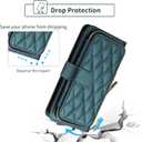 Argyle Wallet Case for Cricket Icon 5 SL112C/AT&T Motivate 4 SL112A with Wrist Strap Shoulder Strap, 9+ Card Slots Zipper Purse Stand Checkered Phone Cover for Icon5/ATT Motivate4 Green