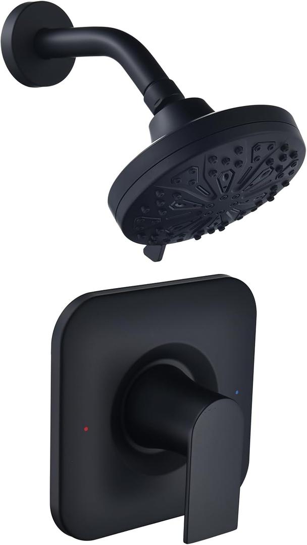 Shower Faucet Trim Kit, Replacement for Moen Posi-Temp Shower Trim Kit, Including 7-Mode High Pressure Shower Head, Matte Black(Valve and Tub Spout not Included)