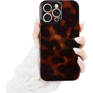 2 x XIQI Compatible with iPhone 16 Pro Max Case, Retro Cool Trendy Leopard Pattern Brown Amber, Full Camera Protective, Soft TPU Slim Phone Case for Women Girls, Brown Leopard