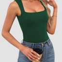 OwnTime Womens Square Neck Tank Tops Dressy Summer Sleeveless Shirts Sexy Going Out Fitted Trendy Tops T Shirts Blouses (Green, XL)