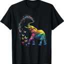 Elephant Spraying Butterflies Funny Elephant Lover T-Shirt (White, Medium)