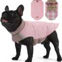 Reversible Waterproof Dog Coat - Adjustable Winter Jacket for Small to Large Breeds, Warm Cold Weather Apparel for Medium Dogs (Pink & Khaki, Medium (Pack of 1)
