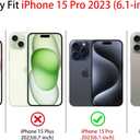 NITITOP Compatible with iPhone 15 Pro Case with Wrist Strap Kickstand Cute Trendy Checkerboard Plaid for Women Girls Slim Fit TPU Silicone Shockproof Full Camera Protective Cover - White