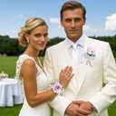 6Pcs Light Pink Corsage and Boutonniere Set, Artificial Rose Wrist Corsage Bracelets, Men Boutonniere for Wedding Decorations Prom Anniversary Party Suit Flower Accessories