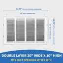 20x10 Return Air Grille [Duct Opening Size],Return Air Vent Cover for Wall Or Ceiling,Steel Return Air Filter Grilles Removable Face/Door for 1 Inch Filters (20"Wx10"H[Duct Opening])