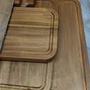 Acacia Wood Cutting Board Set with Holder, Wooden Cutting Boards for Kitchen, Reversible Chopping Boards for Meat, Vegetables, Cheese, Set of 3