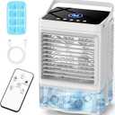 Personal Air Conditioner w/Remote & LED Screen, 90 Oscillation, 4H Timer, 7 LED Night Light, 2 Cool Mist, 3 Speeds Evaporative Air Cooler, Portable Air Conditioners for Bedroom Desk Camping