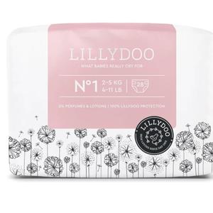 LILLYDOO Skin-Friendly Nappies Size 1 (2-5 kg), FSC Blend, Pack of 28