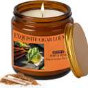 Tobacco & Leather Candles for Home Scented, 4oz Natural Soy Wax Masculine Scents Jar Candle Gifts for Men, Friends, Teacher, Relaxation & Stress Relief, 20H Long Burning