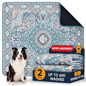 Washable Pee Pads for Dogs 2 Pack, Puppy Pads with Pheromones, 2026 Upgraded PuppyPad 18" x 24" Waterproof Non-Slip Reusable Puppy Pad with Fast Absorbent,Leakproof Whelping Pads for Pet Housebreaking
