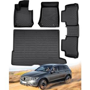 DrCarNow for Mercedes Benz GLC 300 Floor Mats 2022 2021 2020 2019 2018 2017 2016 (Not Fit GLC Coupe Series), All Weather Custom Fit for Mercedes Benz GLC Floor Mats for Benz GLC 300 Cargo Trunk Liner