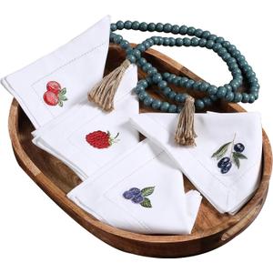 Cotton Textured Cloth Dinner Set of 4 Hemstitched, Machine Washable, Wedding & Thanksgiving Table Use, Cotton Fabric with Retail Gifting Package  Set of 4