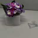 Fule Artificial Silk Rose Flower Centerpiece Arrangement in Glass Vase with LED Light for Home Wedding Decoration (Light Purple)