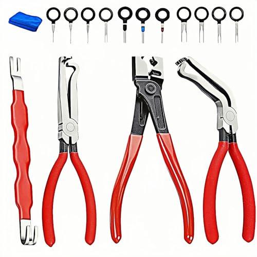 Shrandi Automotive Electrical Disconnect Pliers Set, Depinning Tool for Electrical Terminal & Hose Clip Removal,Professional Automotive Electrical Clip Removal