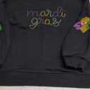 SELINK Womens Mardi Gras Sweatshirt Oversized Crewneck Sequin Long Sleeve Casual Pullover Tops (Large, Z12 Black Mardi Gras)
