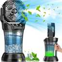 30000 mAh Portable Misting Fan with RGB Ambient Light, 2000 mL Water Tank Bucket Rechargeable Camping Mist Fan with 120 Auto Oscillating Perfect for Patios Fishing Travel Garden Party Golf Tent