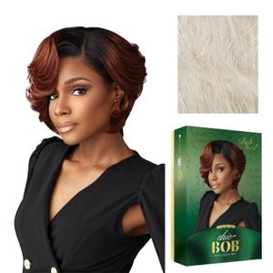 Sensationnel Chicbob Lace Frontwig - Bob Unit 1 Face Framing Glueless Wig Wide 5 Inch Deep Part Synthetic Preplucked Hairline (ICYBLONDE)