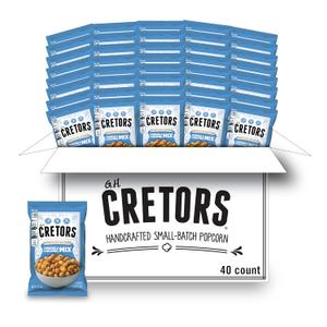 G.H. Cretors Cheese & Caramel Popcorn Mix (1 oz Bags 40 Pack) Handcrafted Small Batch Popcorn, Gluten Free, Kosher, No Artificial Preservatives, Convenient Individual Bags (EXP 05/20/27)