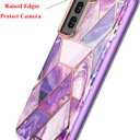 2 x Designed for Samsung Galaxy Series [Military Grade Shockproof] Marble Full Body Protective Phone Case (Purple, Galaxy S22 Plus)