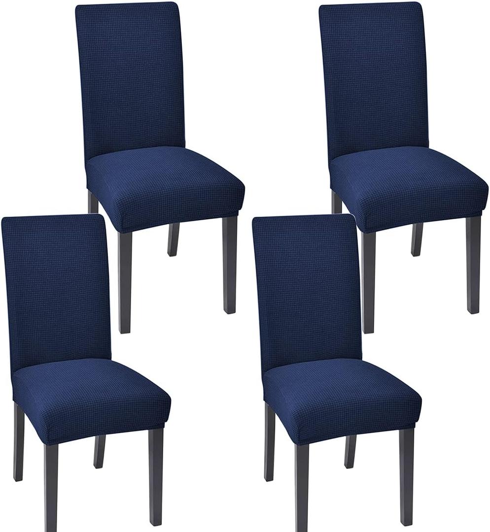 Aertiavty Chair Covers for Dining Room Set of 4 Kitchen Chair Covers, Dining Room Chair Seat Covers Chair Slipcover Parsons Chair Covers, Navy Blue