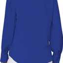 LYANER Women's Mock Neck Pleated Solid Long Sleeve Blouse Office Shirt Top (L)
