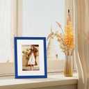 Vittanly 8x10 Picture Frames Set of 4, Display Pictures 5x7 with Mat or 8x10 without Mat, Gallery Wall Frame Set for Wall or Tabletop, Engineered Wood with Shatter Resistant Plexiglass, Royal Blue