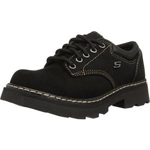 Skechers Women's Parties-Mate Oxford,Black Suede Leather,8.5 M US