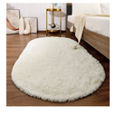 Softlife Fluffy Rugs for Bedroom, Shag Cute Area Rug for Girls/Boys and Kids Baby Room Home Decor, 2.6 x 5.3 Feet Oval Indoor Carpet for Nursery Dorm Living Room, Creamy