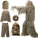 DoCred 5 in 1 Ghillie Suit, 3D Camouflage Hunting Apparel w/Jacket, Pants, Hood, Carry Bag for Adults/Youth
(XLarge or XXLarge, Dry Grass)