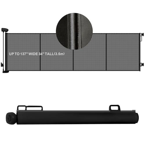 Extra Wide Retractable Baby Safety Gates Extends to 137" Wide 34" Tall, Large Mesh Dog Pets Gate with Reinforced Strip for Stair Doorway Hallways Indoor Outdoor, Easy Install, Hardware Mount