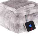 Westinghouse Electric Blanket Full, Faux Fur Heated Blanket with 10 Heating Levels & 1-12 Hours Auto Off, Soft Cozy Sherpa Heated Blanket Washable Blanket (80" x 84" Full Size, Light Grey)