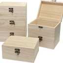 Pack of 6 Unfinished Wood Box Rectangle Crafts Wooden Box for Painting DIY Project (outer: 5 x 6.7 x 3.1 In)
